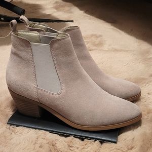 Marc Fisher Suede Ankle Boot Cream Tan Bootie